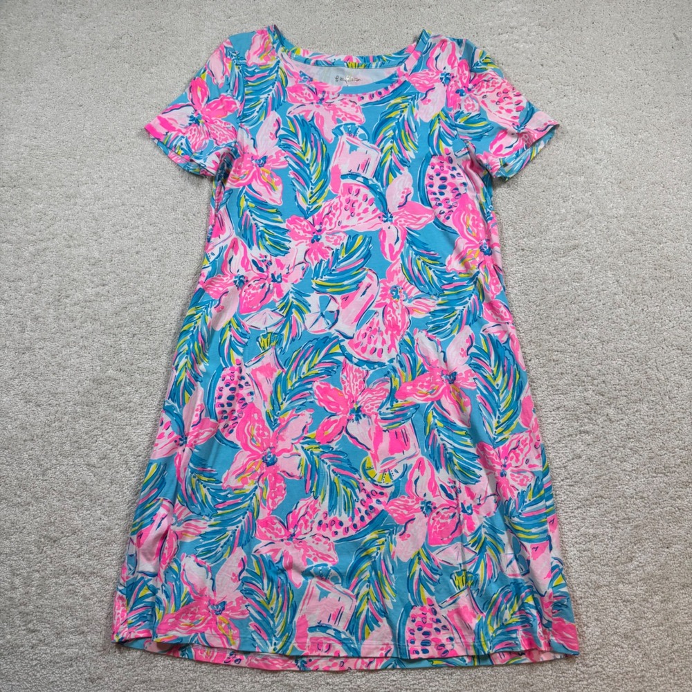 Lilly Pulitzer Cody Dress Women's Med Gimme the Juice Tropical Pima Cotton Shift - Picture 3 of 7